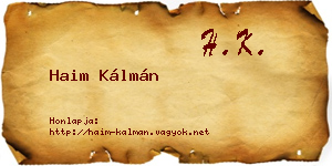 Haim Kálmán névjegykártya